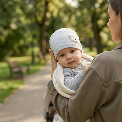 Bonnet bebe Ours mignon bleu maman