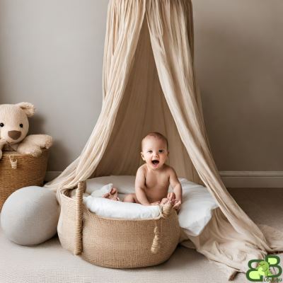 Ciel de lit bébé beige