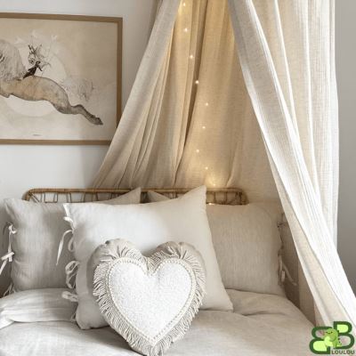 Ciel de lit bébé beige protection