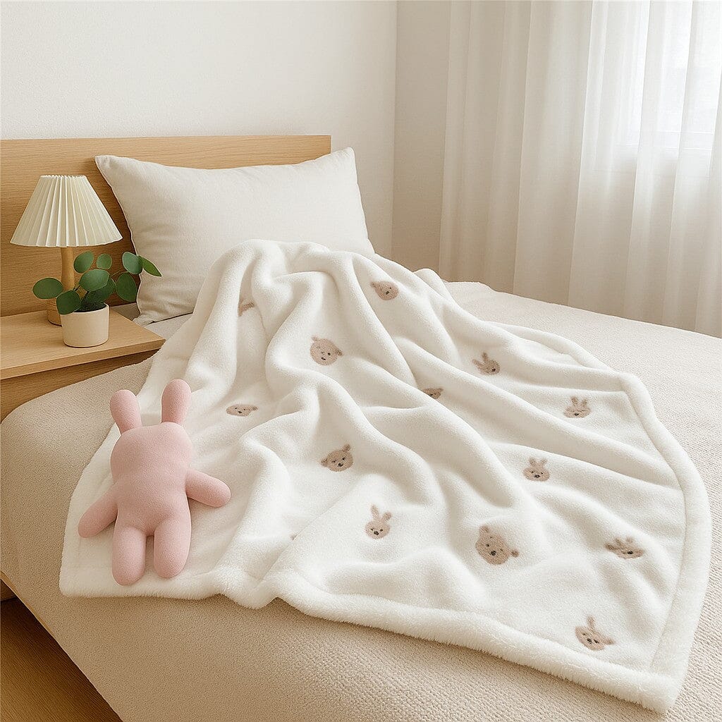 Couverture bébé-beige-ours