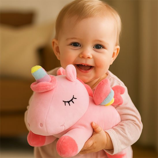 Licorne peluche rose enfant