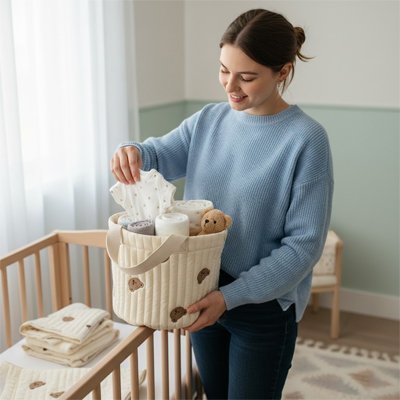Panier rangement bébé ours chambre