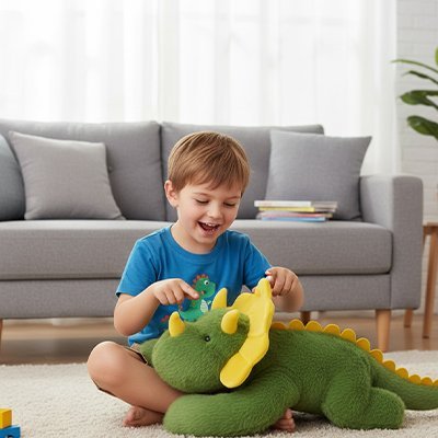 Peluche dinosaure Dino vert jaune enfant