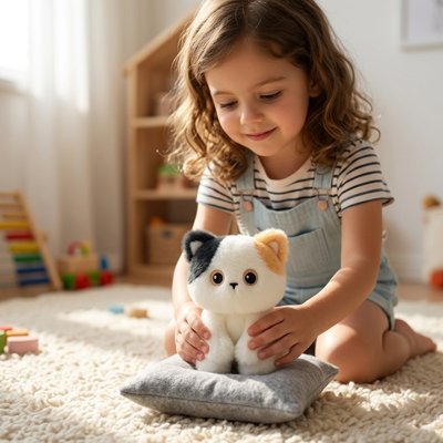 Peluche chat Kitty noir blanc enfant