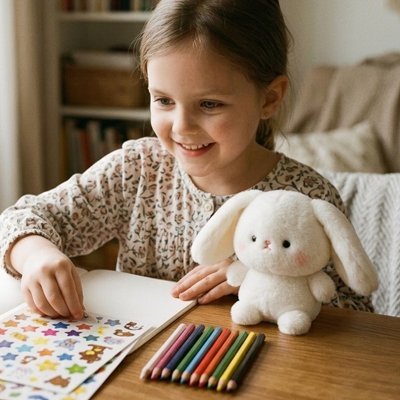 Peluche lapin Flocon petite fille