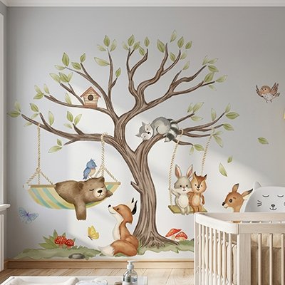 Stickers muraux chambre | Renard curieux bebeloulou