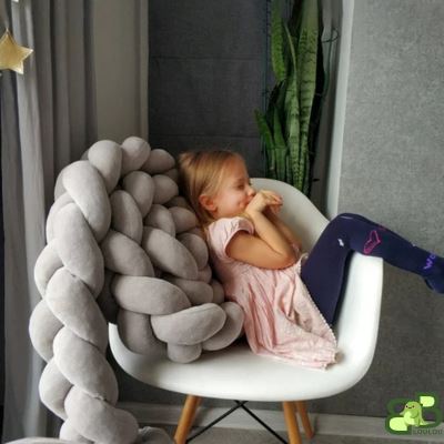 tour de lit tresse gris