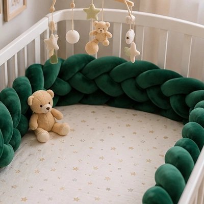 Tresse de lit bébé Lune en Peluche vert