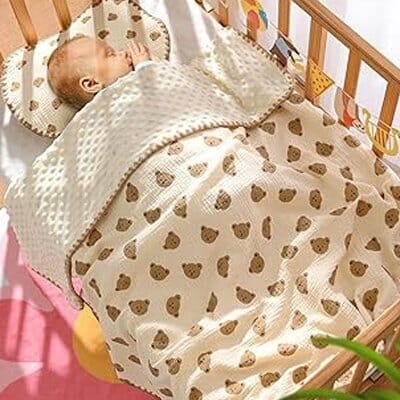 Couverture bebe beige ours bebe dort
