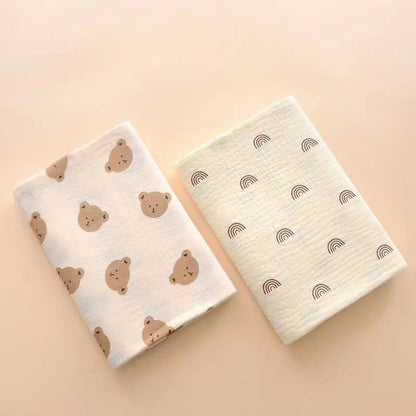 2Pc 80*80cm Cotton Muslin Baby Receiving Blankets for Girls and Boys Newborn Muslin Swaddle Blanket Bedding Infant Bath Towel bebeloulou