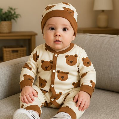 Barboteuse beige ours enfant