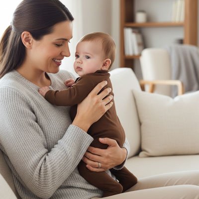Barboteuse bruine maman enfant