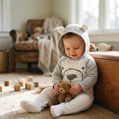 Barboteuse garçon Bulle de Douceur  grise enfant