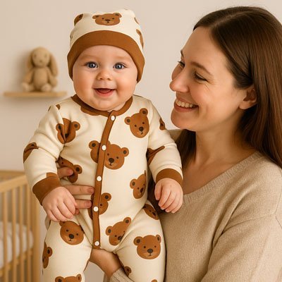 Barboteuse ours bruin maman