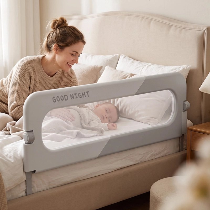 Barrière de lit anti-chute grise maman