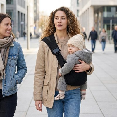 BEBE PORTE EN ECHARPE gris maman