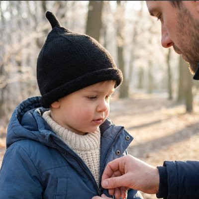 BONNET BEBE AU TRICOT Noir garçon