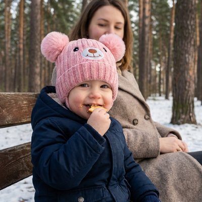 Bonnet bébé fille rose maman bébé