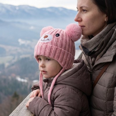Bonnet bébé fille rose maman enfant