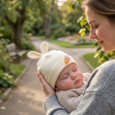 Bonnet bebe oreillettes beige