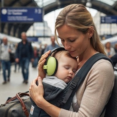 Casque anti bruit bébé vert clair