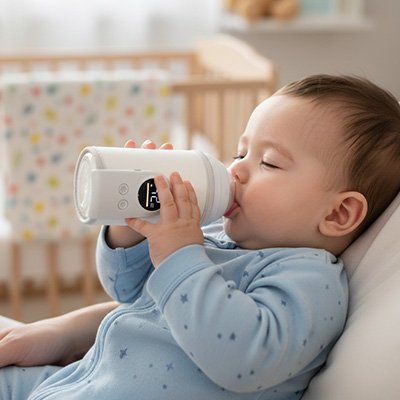 Chauffe biberon blanc bébé boit