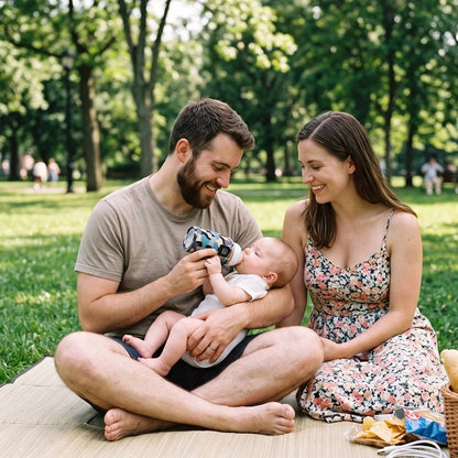 Chauffe biberon nomade bleu parents au parc