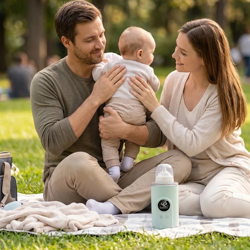 Chauffe biberon nomade parents au parc
