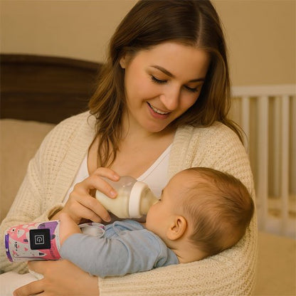 Chauffe biberon portable maman tient bébé