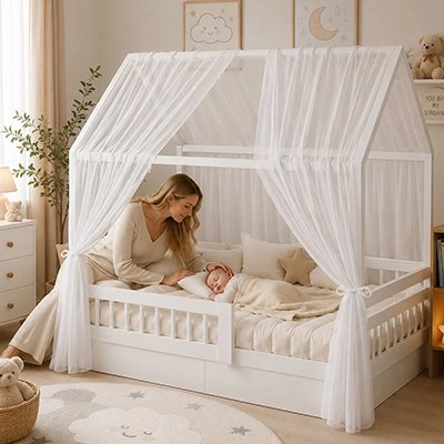 Ciel de lit enfant Cabane Magique blanc