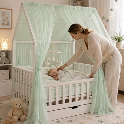 Ciel de lit enfant Cabane Magique vert