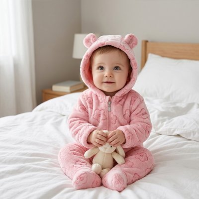 Combinaison bébé fille rose fleurs