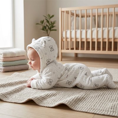 Combinaison bébé polaire blanche ours