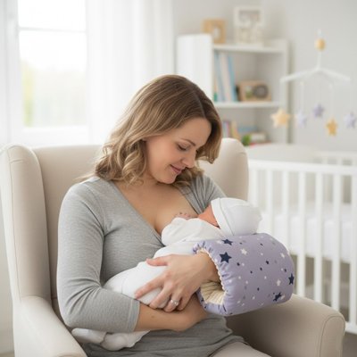Coussin d'allaitement  ergonomique bleu maman