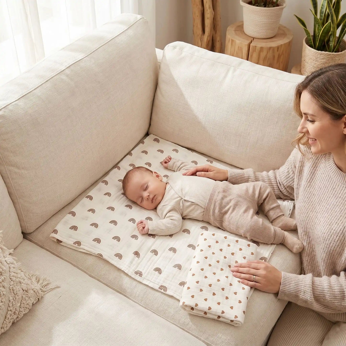 Couverture bébé maman enfant dort