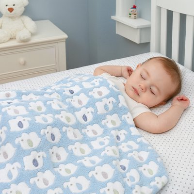 COUVERTURE EN POLAIRE BEBE bleu