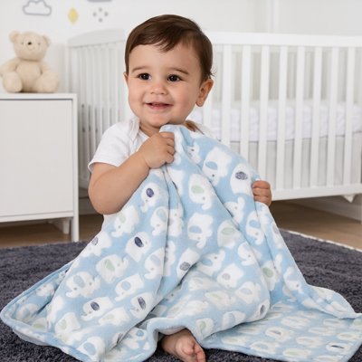 COUVERTURE EN POLAIRE BEBE elephant