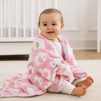 COUVERTURE EN POLAIRE BEBE rose