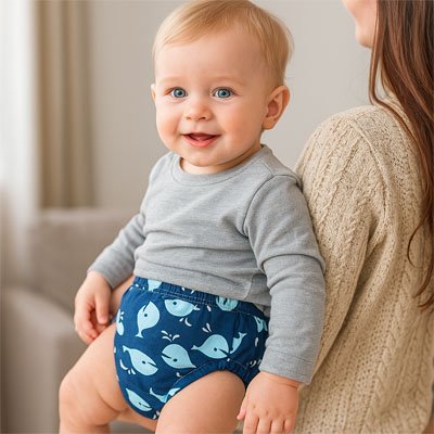 Culotte d'apprentissage baleine bleu