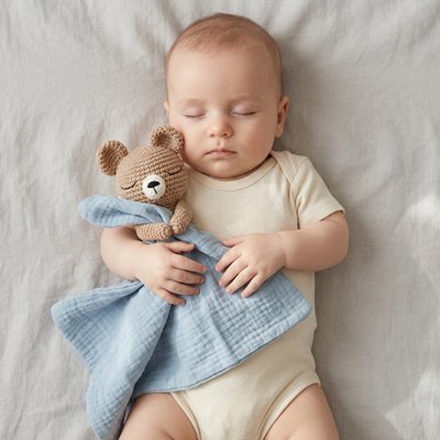 Doudou au crochet bleu