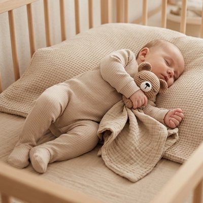 Doudou crochet enfant dans lit