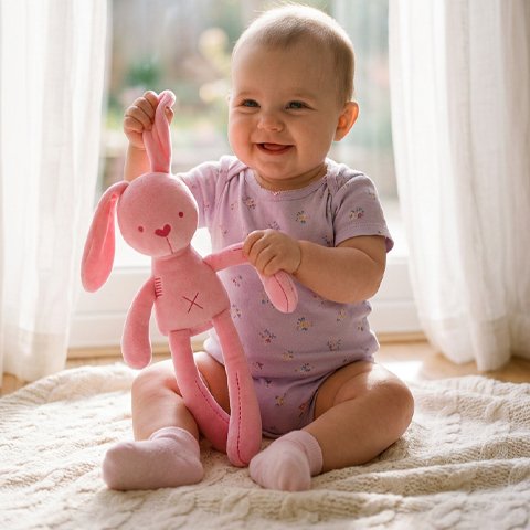 Doudou lapin noisette fille