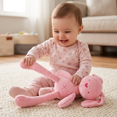 Doudou lapin noisette enfant