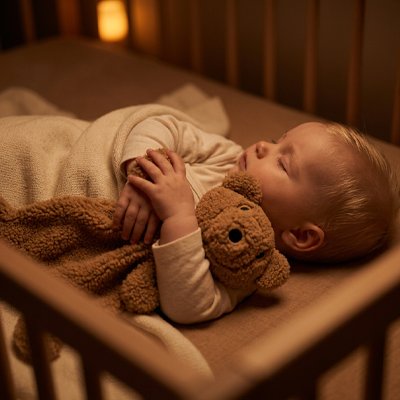 Doudou fourrure Pacha bébé dort 