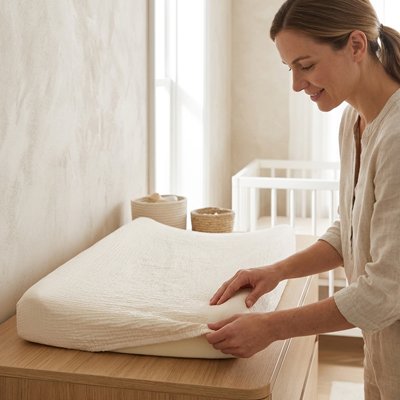 Housse matelas à langer beige Câlidou 