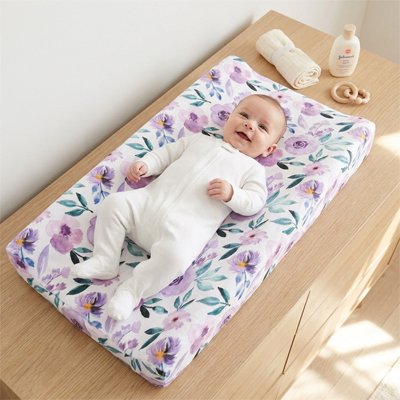 Housse matelas à langer fleurs enfant
