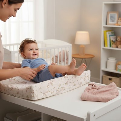 Housse matelas à langer flori maman enfant