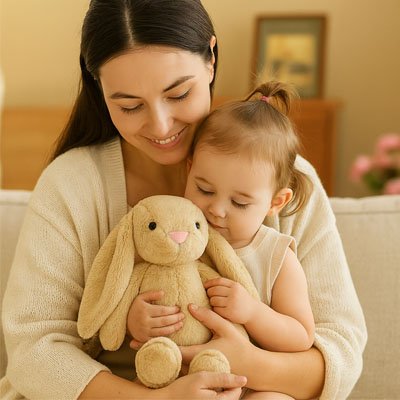 Lapin en peluche beige