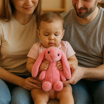 Lapin en peluche rose