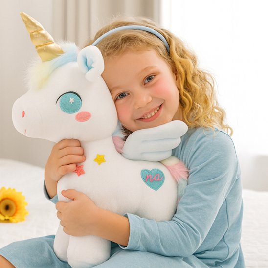 Licorne peluche bleu fille